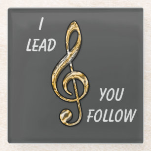 Orchestra Conductor Band Leader Gold Clef Musical Glasuntersetzer