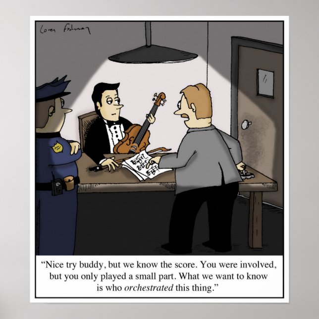 Orchestra Musician Classic Music Cartoon Poster (Vorne)