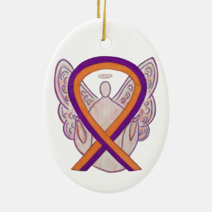 Orchid and Orange Awareness Ribbon Angel Ornament