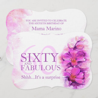 Orchid Aquarell lila 60 und fabelhaft Einladung