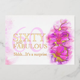 Orchid Aquarell lila 60 und fabelhaft Folieneinladung