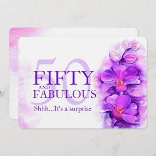 Orchid Aquarell lila lila fünfzig und fabelhaft Einladung