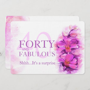 Orchid Aquarell lila vierzig und fabelhaft Einladung