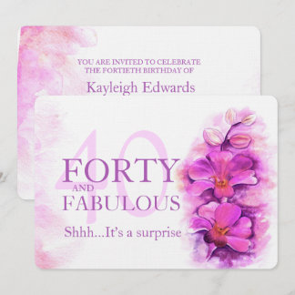 Orchid Aquarell lila vierzig und fabelhaft Einladung