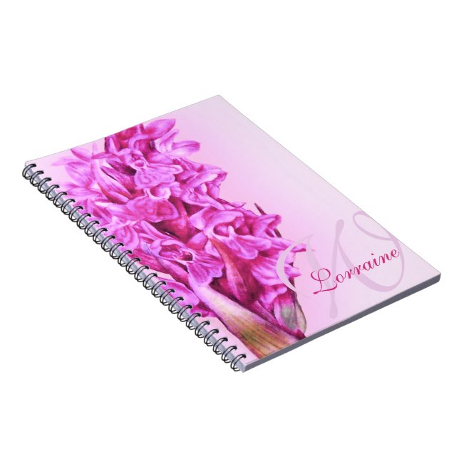 Orchid Aquarellkunst personalisiert rosa Notizbuch Notizblock (Rechte Seite)