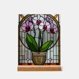 Orchid Art Nouveau Acrylic Stained Glass Wall Art Acrylschild