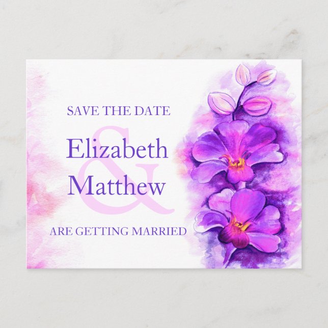 Orchid bemalt lila Blume Save the Date Karte (Vorderseite)