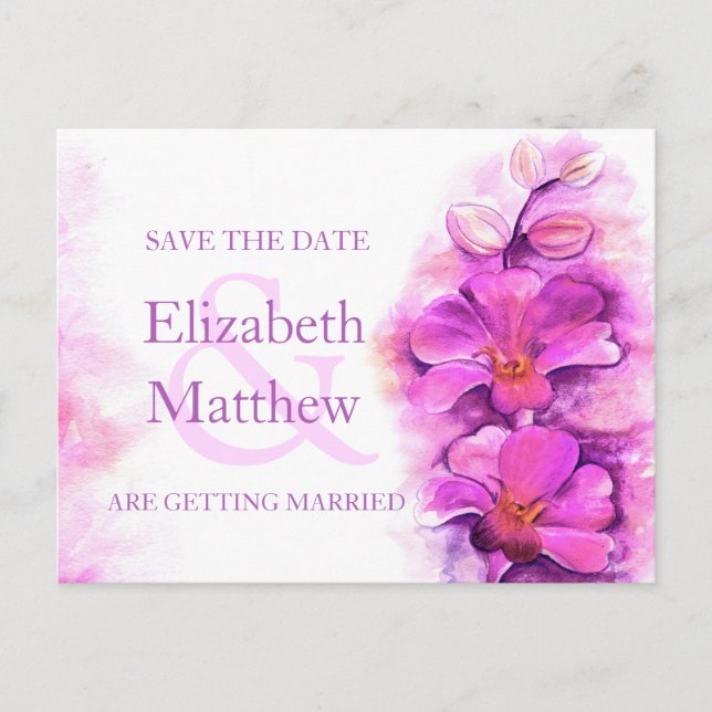 Orchid bemalte Blume Save the Date Karte (Vorderseite)