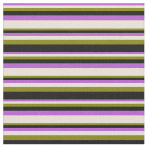 Orchid, Bisque, Green und Black Lines Stoff