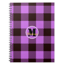 Orchid Black Kariert Tartan Monogram Script Name