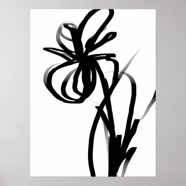 Orchid Blanc: Abstrakt weiß und schwarz Poster (Vorne)