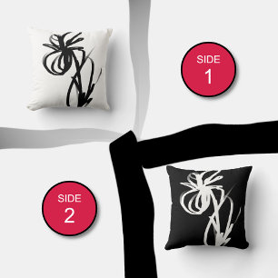 Orchid Blanc & Noir: Abstrakt Weiß & Schwarz Kissen