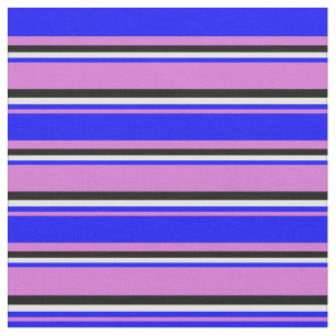 Orchid, Blau, Minzcreme und Schwarz Muster Stoff