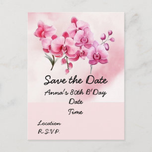 Orchid Blume 80. Geburtstag Save the Date Postkart Postkarte