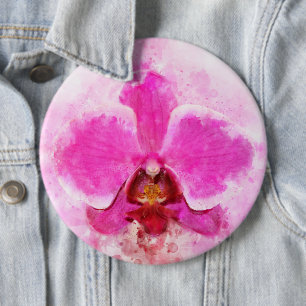 Orchid Blume Aquarell - Rosa wb 02 Button