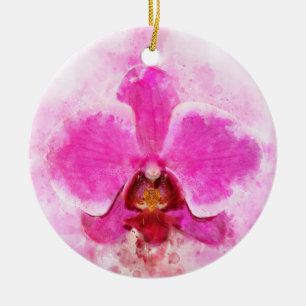 Orchid Blume Aquarell - Rosa wb 02 Keramik Ornament