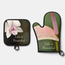 Orchid Blume Kauai, Hawaii Ofenhandschuh & Topflappen-Set