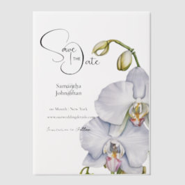 Orchid Blume, weiße Blätter Save the Date
