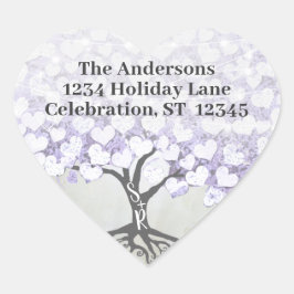 Orchid Blush Lavender Heart Leaf Tree Wedding Sieg Herz-Aufkleber