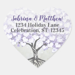 Orchid Blush Lavender Heart Leaf Tree Wedding Sieg Herz-Aufkleber