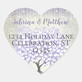 Orchid Blush Lavender Heart Leaf Tree Wedding Sieg Runder Aufkleber