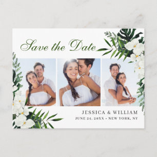 Orchid Bohemisch Floral Wedding Save the Date FOTO Postkarte