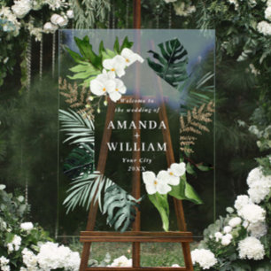 Orchid Bohemisch Greenery WEDDING Empfang Acrylschild