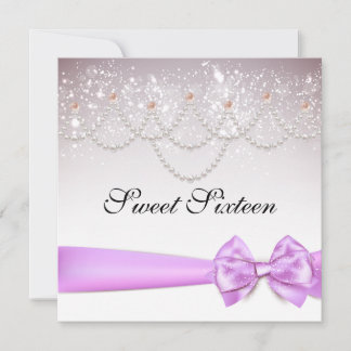 Orchid Bow and Pearls Glitzern 16 . Geburtstag Einladung