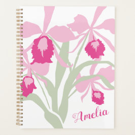 Orchid cattleya rosa grüne weiße Grafik Name Planer