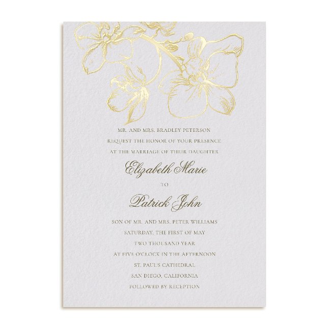 Orchid Charm Formal Classic Heirloom Ivory Wedding Folieneinladung (orchid wedding invitation formal modern classic traditional black tie heirloom 3 IVORY)