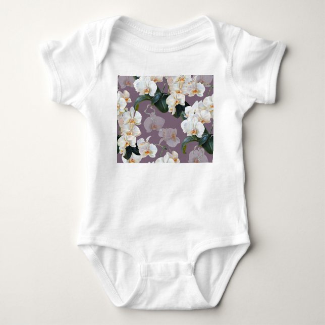Orchid dunkle Lavendel Wasserfarbe. Baby Strampler (Vorderseite)
