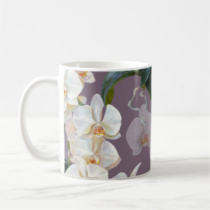 Orchid dunkle Lavendel Wasserfarbe. Kaffeetasse