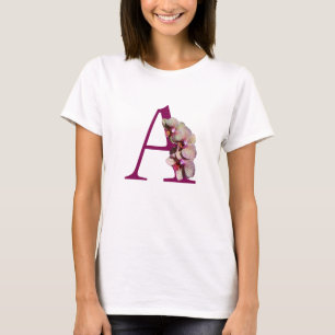 Orchid Elegant Monogram Initial A   T-Shirt