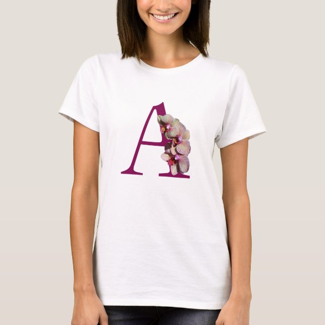 Orchid Elegant Monogram Initial A   T-Shirt (Vorderseite)