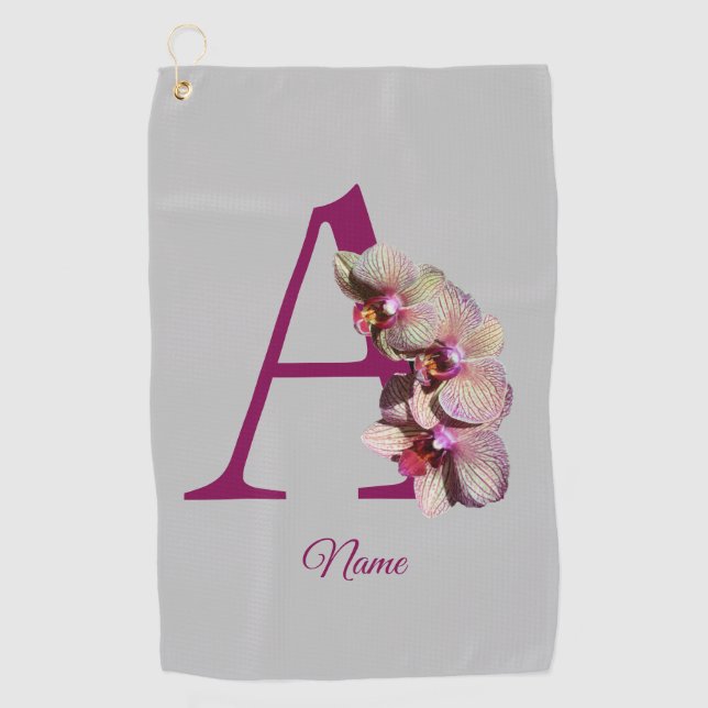 Orchid Elegant Monogram Initial A Your Name Golfhandtuch (Vorderseite)