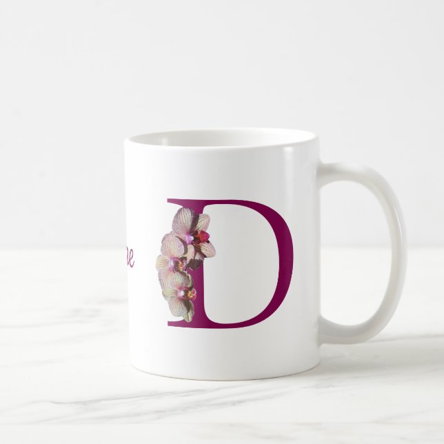 Orchid Elegant Monogram Initial D Name Kaffeetasse (Rechts)