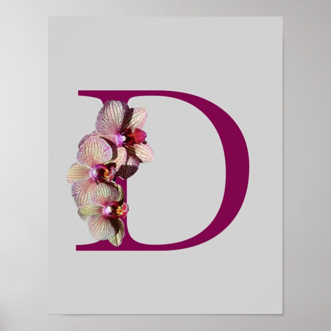 Orchid Elegant Monogram Initial D Poster (Vorne)