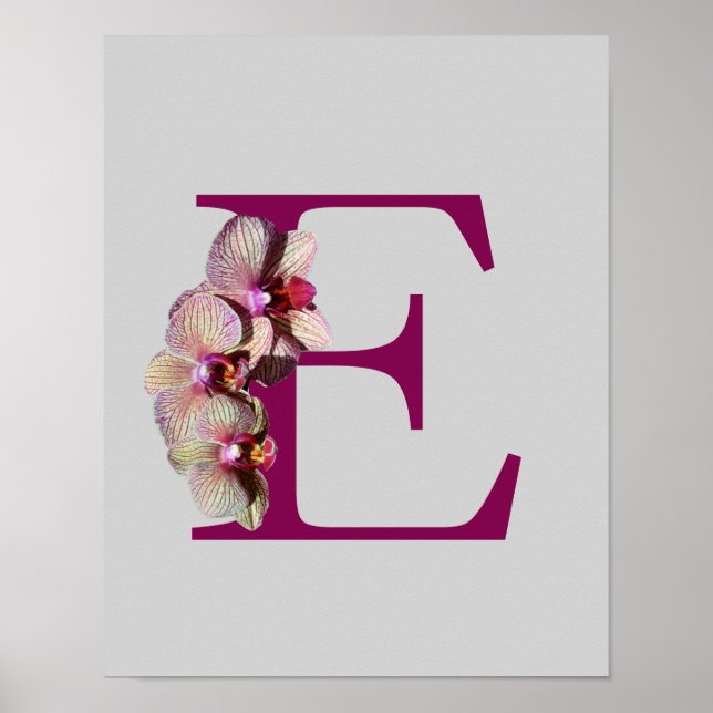 Orchid Elegant Monogram Initial E Poster (Vorne)