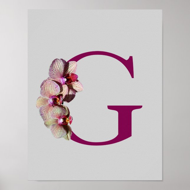 Orchid Elegant Monogram Initial G Poster (Vorne)