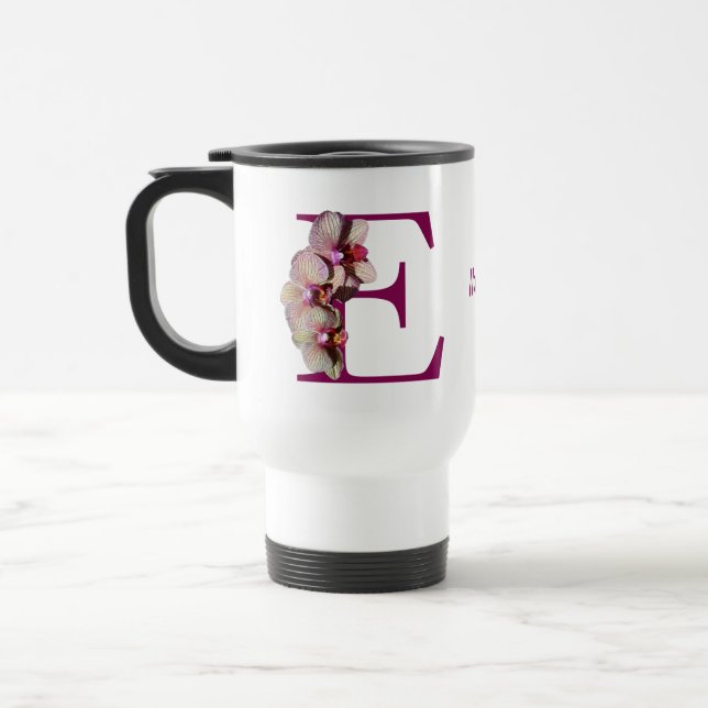 Orchid Elegant Monogramm Anfangsname  Reisebecher (Links)