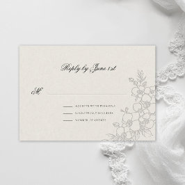 Orchid Elevated Ecru Traditional Formal Wedding RSVP Karte