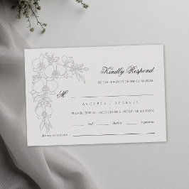 Orchid Elevated Ivory Formal Traditional Wedding RSVP Karte