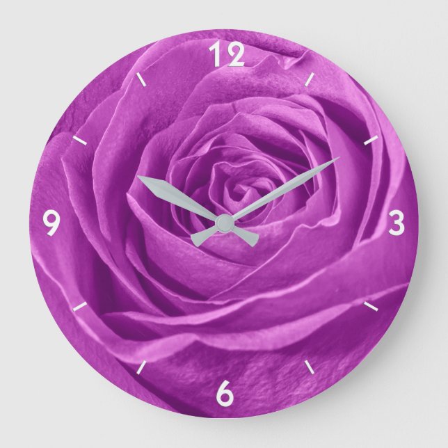Orchid farbige Rose Abstrakt Floral Fotografie Große Wanduhr (Vorderseite)