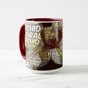 Orchid Floral Blossom Typografie über Marsala Tasse