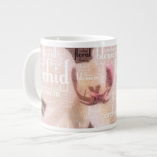 Orchid Floral Blossom Word Cloud Jumbo-Tasse
