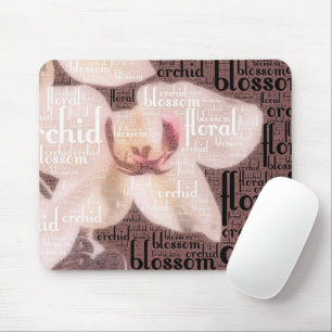 Orchid Floral Blossom Word Cloud Mousepad