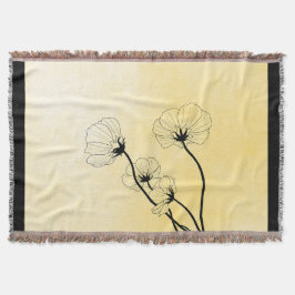 orchid floral line art on yellow decke