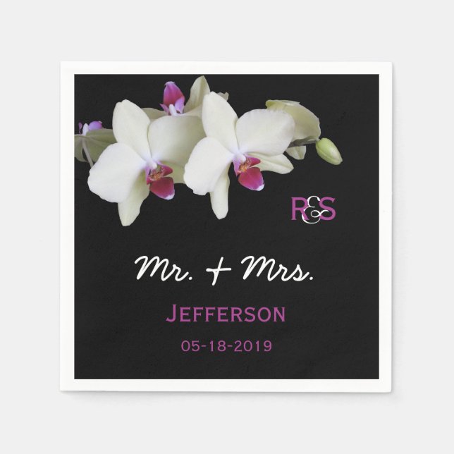 Orchid Floral Wedding Paper Napkins Serviette (Vorderseite)
