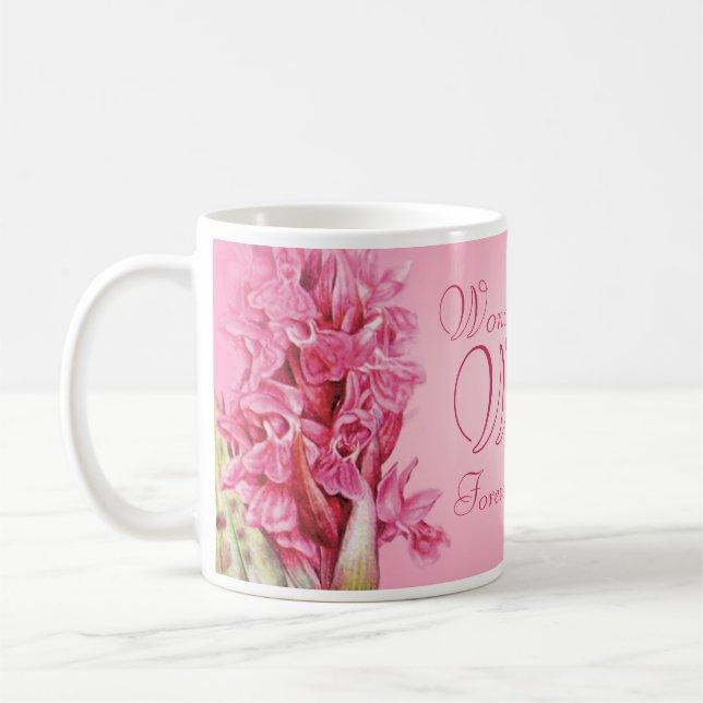 Orchid florale Kunst Wunderbare Ehefrau Rosa Tasse (Links)
