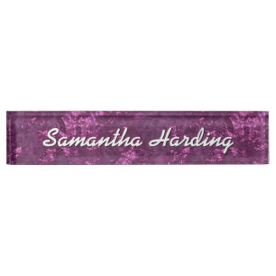 Orchid Foil Look Custom Desk Namplate Namensplakette